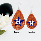 Houston Baseball Glitter Teardrop Earrings