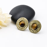 Shotgun Shell 12 Or 20 Gauge Tiger Eye Stud Earrings