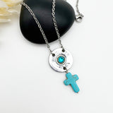 Turquoise Cross 20 Gauge Shotgun Shell Necklace