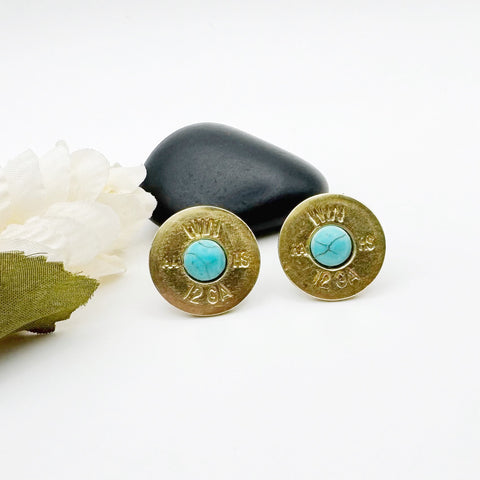 Turquoise 12 Ga Stud Earrings Nickel Or Brass Shotgun Jewelry For Women