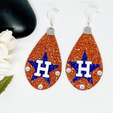 Houston Baseball Glitter Teardrop Earrings