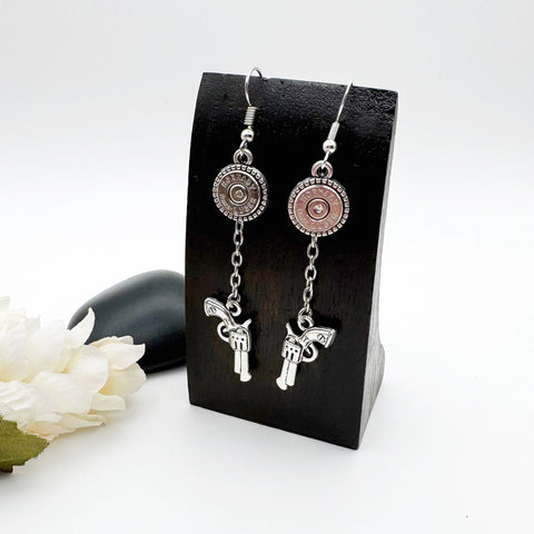 Women’s 9 mm Bullet Gun Charm Earrings Ammo Gifts
