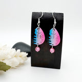 Fishing Lure Earrings With Hook Or Fish Charms Pink Blue