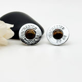 Shotgun Shell 12 Or 20 Gauge Tiger Eye Stud Earrings