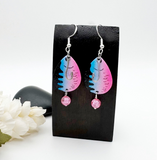 Fishing Lure Earrings With Hook Or Fish Charms Pink Blue