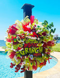 Green Monster Face Door Wreath