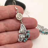Bullet Earrings With Butterfly Charms Turquoise Accents