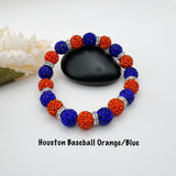 Custom Houston Baseball Football Crystal Rhinestone Pava Beaded Bracelet Baseball Jewelry Football Jewelry