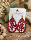 Handmade Arkansas Razorback Inspired Glitter Earrings Red Bore Game Day Jewelry