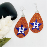 Houston Baseball Glitter Teardrop Earrings