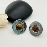 Shotgun Shell 12 Or 20 Gauge Tiger Eye Stud Earrings