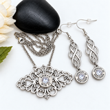Crystal Bullet Necklace & Earrings Set - Handmade Ammo Jewelry