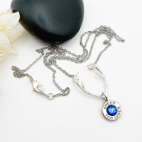 Antler Horn Birthstone Bullet Necklace Ammo Jewelry Gifts