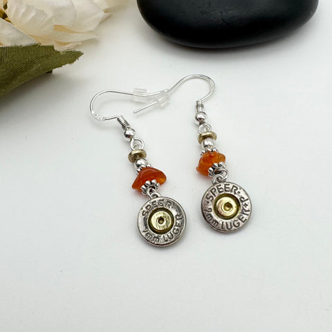 Dainty Carnelian Bullet Handmade Earrings