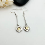 Dainty Silver Bar Ammo Birthstone Earrings