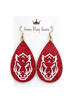 Handmade Arkansas Razorback Inspired Glitter Earrings Red Bore Game Day Jewelry