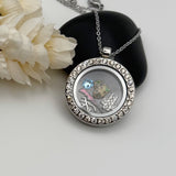 Glass Crystal Locket With Charms Add A Bullet With Swarovski Birthstone Crystal