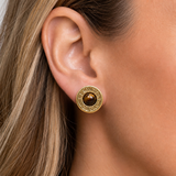 Shotgun Shell 12 Or 20 Gauge Tiger Eye Stud Earrings
