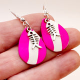 Fishing Lure Earrings Pink White With Hook Or Fish Charms