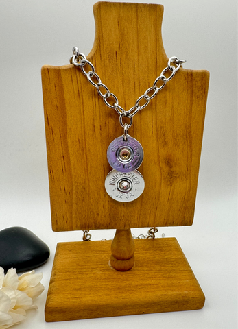 Coin Style Shotgun Shell Necklace With Crystal