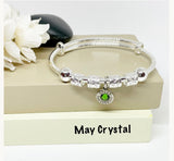 Womens Adjustable 9 mm Bangle Birthstone Bracelet