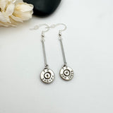 Dainty Silver Bar Ammo Birthstone Earrings