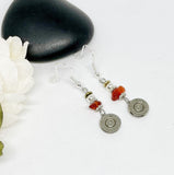 Dainty Carnelian Bullet Handmade Earrings