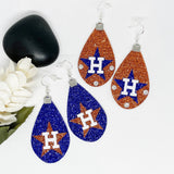 Houston Baseball Glitter Teardrop Earrings