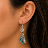 Bullet Earrings With Butterfly Charms Turquoise Accents