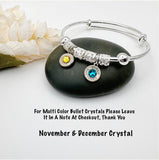 Womens Adjustable 9 mm Bangle Birthstone Bracelet