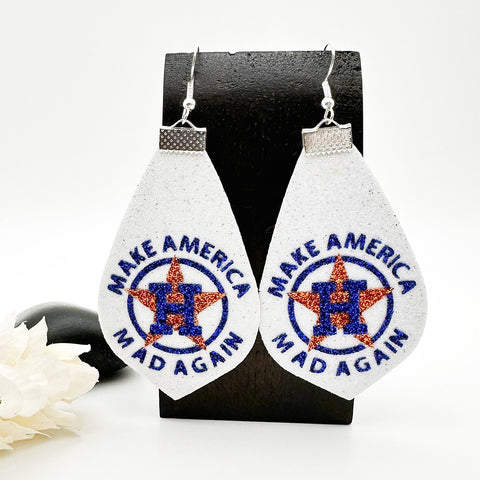 Houston Baseball Earrings Make America Mad Again Baseball Gifts For Women..
