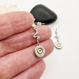 Dainty Silver 9 mm Bullet Birthstone Earrings Women’s Ammo Jewelry Pistol Gifts
