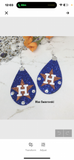 Houston Baseball Glitter Teardrop Earrings