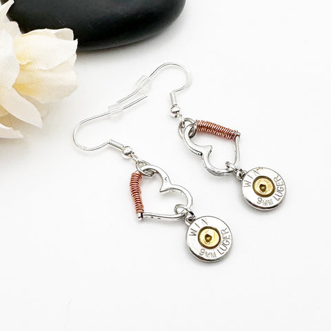 Women’s Heart Bullet Shape Handmade Wire wrapped Earrings With Birthstone Crystals