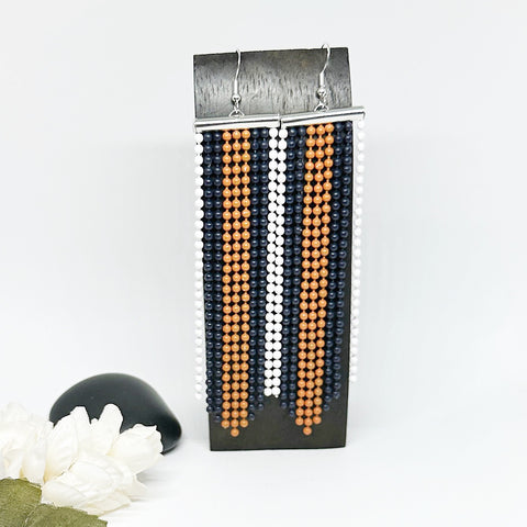 Houston Baseball Long Or Short Orange Blue And White Ball Chain Earrings