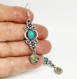 Bullet 9 mm Turquoises Charm Earrings With Sterling Silver Ear Wires
