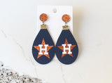 Houston Teardrop Orange Glitter Stud Earrings (Ships 1-3 Days)