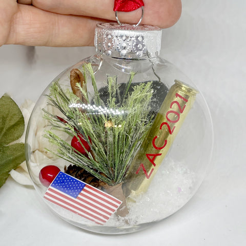 Personalized Bullet Christmas Ornament With Flag