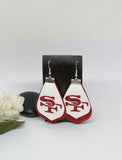 Red Glitter SF 49 ers Double Leather Earrings