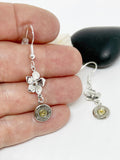 Dainty Bullet Sterling Silver Flower Birthstone Earrings