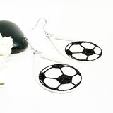 Leather Soccer White Silhoutte Earrings