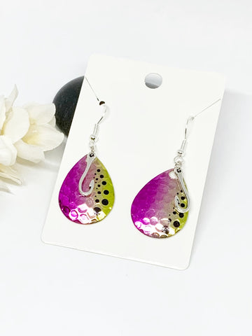 Fishing Lure Spinner Earrings With Fish Or Hook Charms