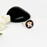 Baseball Texas Star Orange Star Charm Ring