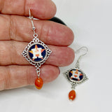 Womens Baseball Texas Orange Star Triangle Baseball Earrings