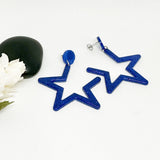 Blue White Or Orange Resin Glitter Star Baseball Earrings