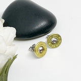 Womens Brass Star line 45 Auto Studs Earrings With Crystals