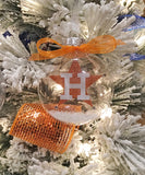 Houston Baseball Orange Star Glitter Ornament Ships Free 1-3 Days