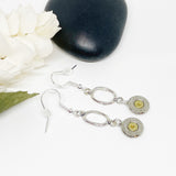 Womens Dainty Sterling Silver 9 mm Dangle Earrings With Birthstone Crystal