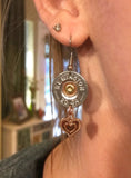 Rose Gold Heart 20 Gauge Shotgun Shell Earrings For Women