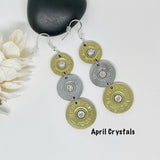 Womens Triple Shotgun Shell Dangle Earrings